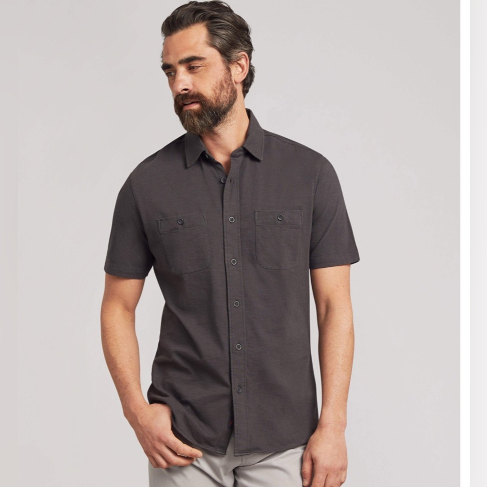 Faherty Men's Charcoal Casual Button Down Shirt